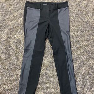 ANN Taylor petite modern faux leather panel black dress pants‎